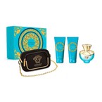 Versace Dylan Turquoise Pour Femme 100ml woda toaletowa + 100ml żel pod prysznic + 100ml balsam do ciała + kopertówka [W] ZESTAW/ SLIGHTLY DAMAGED